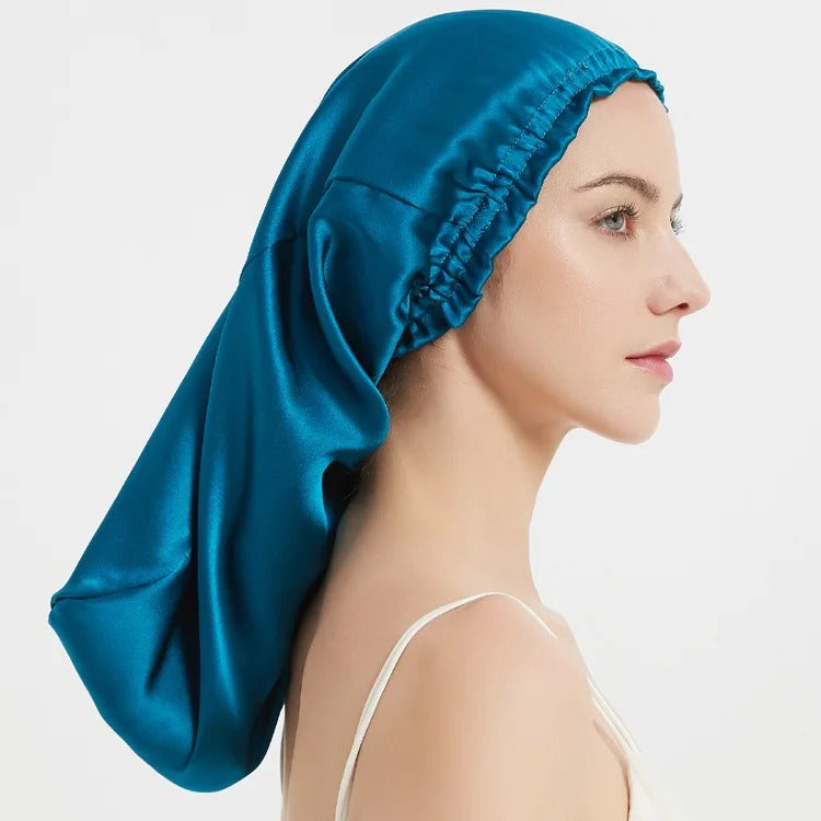 Night Cap Hair Bonnet for Long Hair - 100% Pure Mulberry Silk 22 Momme