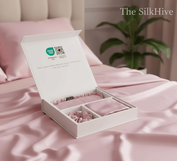 Sleep Essentials Set - Pillowcase, Sleeping Mask & Scrunchie - 100% Pure Mulberry Silk 19 Momme 6A grade - The Silk Hive