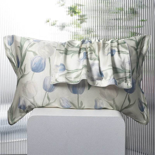 Printed Pillowcase - Front in 100% Pure Mulberry Silk & Back in Breathable Lyocell Fiber - The Silk Hive