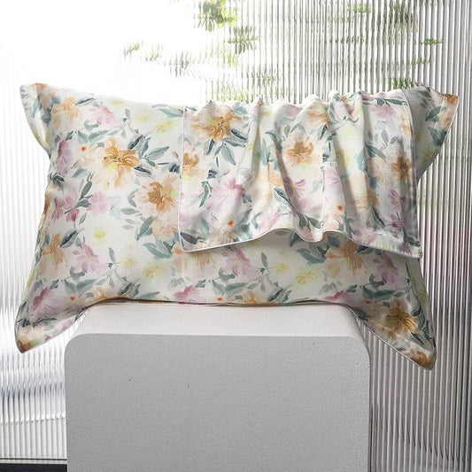 Printed Pillowcase - Front in 100% Pure Mulberry Silk & Back in Breathable Lyocell Fiber - The Silk Hive