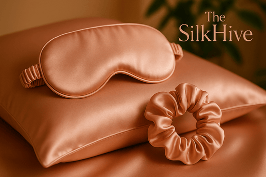 Sleep Essentials Set - Pillowcase, Sleeping Mask & Scrunchie - 100% Pure Mulberry Silk 19 Momme 6A grade - The Silk Hive