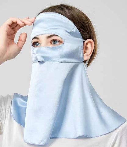 SilkGuard Full Face & Neck Sunscreen Mask - UPF50+ UV Protection - 100% Pure Mulberry Silk 22 Momme - The Silk Hive