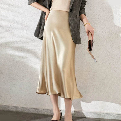 A-Line Midi Silk Skirt - 100% Pure Mulberry Silk 22 Momme - The Silk Hive