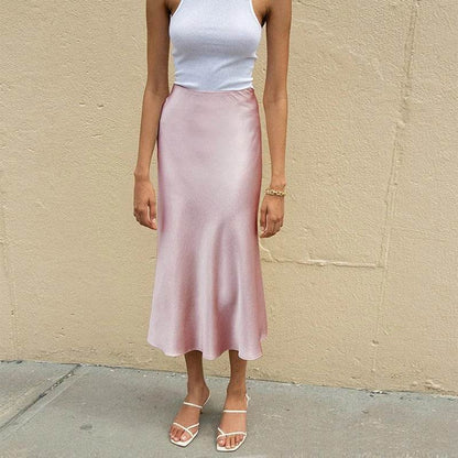 A-Line Midi Silk Skirt - 100% Pure Mulberry Silk 22 Momme - The Silk Hive