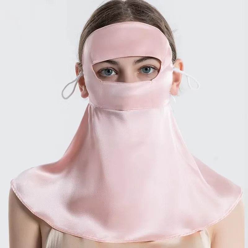 SilkGuard Full Face & Neck Sunscreen Mask - UPF50+ UV Protection - 100% Pure Mulberry Silk 22 Momme - The Silk Hive