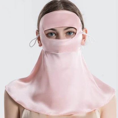 SilkGuard Full Face & Neck Sunscreen Mask - UPF50+ UV Protection - 100% Pure Mulberry Silk 22 Momme - The Silk Hive