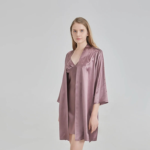 Dreamy Silk Sleepwear Set - Slipdress & Kimono Robe - Pure Mulberry Silk