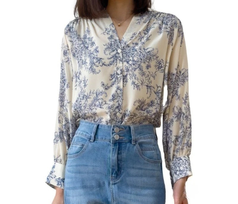 Elegant Silk Long Sleeve Top - 100% Pure Mulberry Silk 19 Momme
