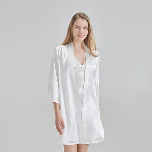 Bridal Silk Robe & Gown Set - 100% Pure Mulberry Silk