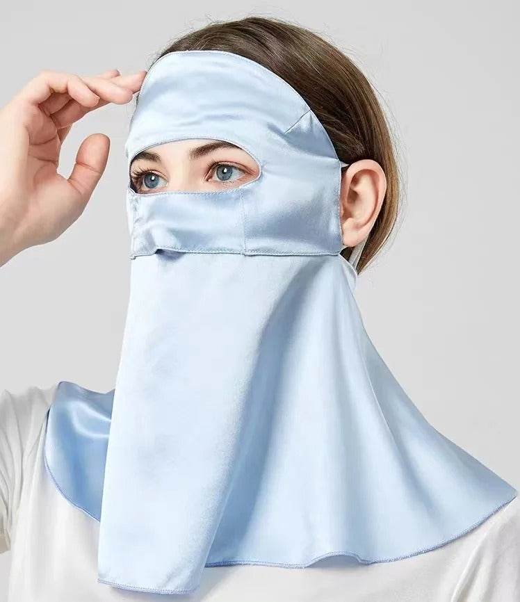 SilkGuard Full Face & Neck Sunscreen Mask - UPF50+ UV Protection - 100% Pure Mulberry Silk 22 Momme - The Silk Hive