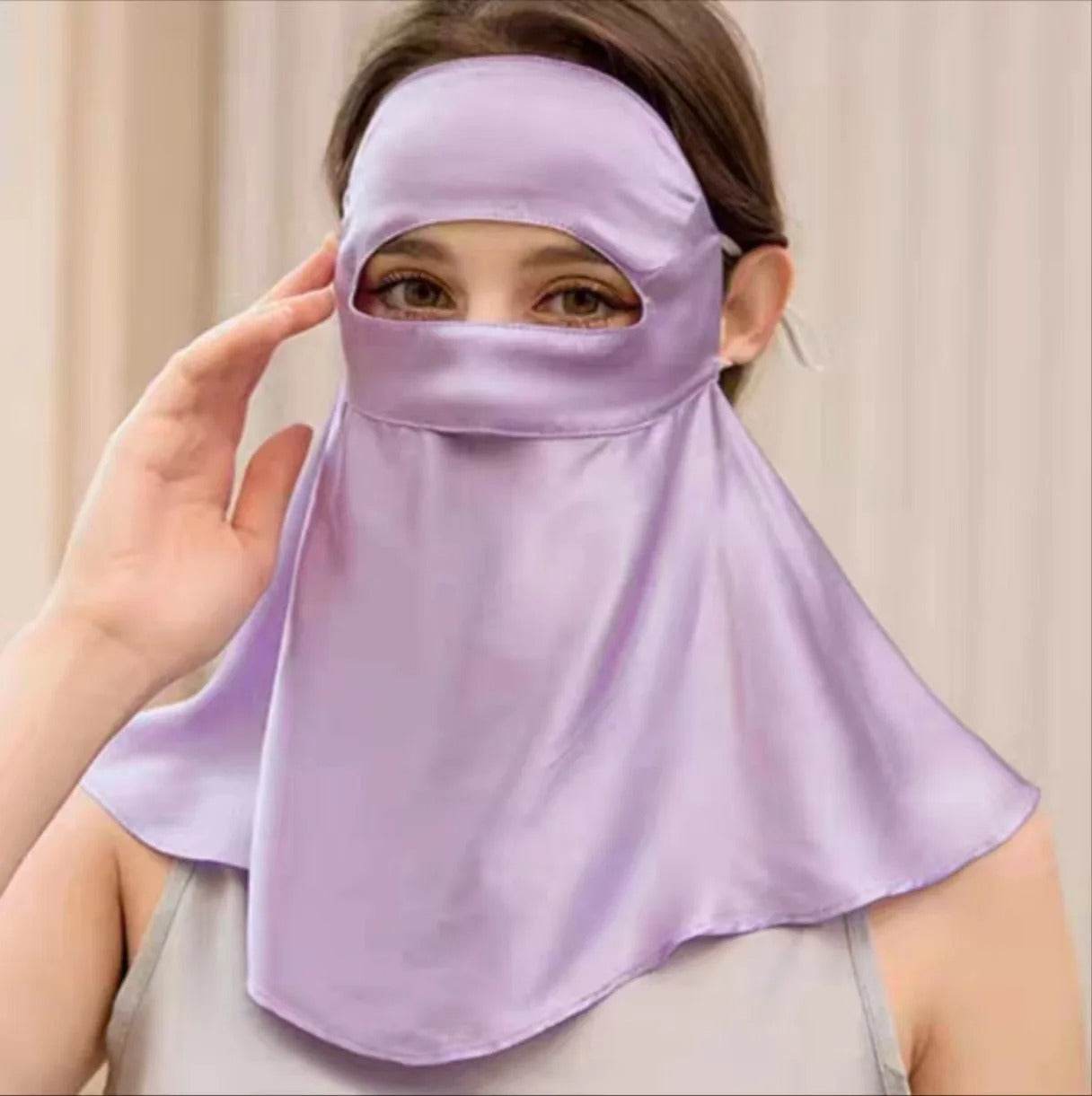 SilkGuard Full Face & Neck Sunscreen Mask - UPF50+ UV Protection - 100% Pure Mulberry Silk 22 Momme - The Silk Hive