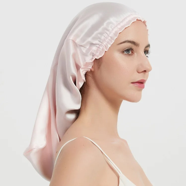 Night Cap Hair Bonnet for Long Hair - 100% Pure Mulberry Silk 22 Momme