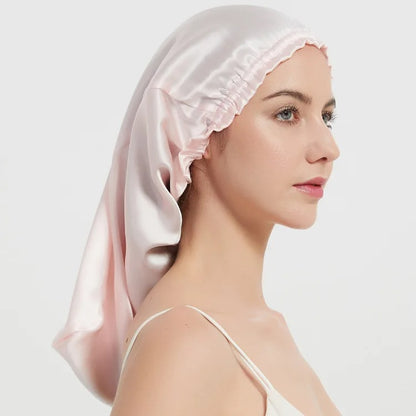 Night Cap Hair Bonnet for Long Hair - 100% Pure Mulberry Silk 22 Momme