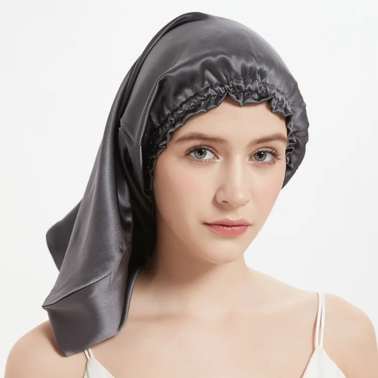 Night Cap Hair Bonnet for Long Hair - 100% Pure Mulberry Silk 22 Momme