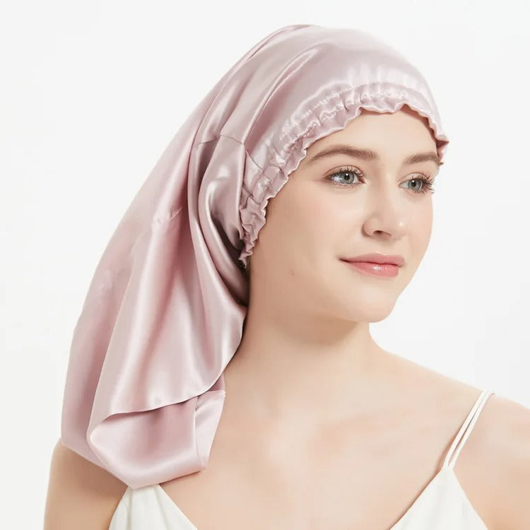 Night Cap Hair Bonnet for Long Hair - 100% Pure Mulberry Silk 22 Momme