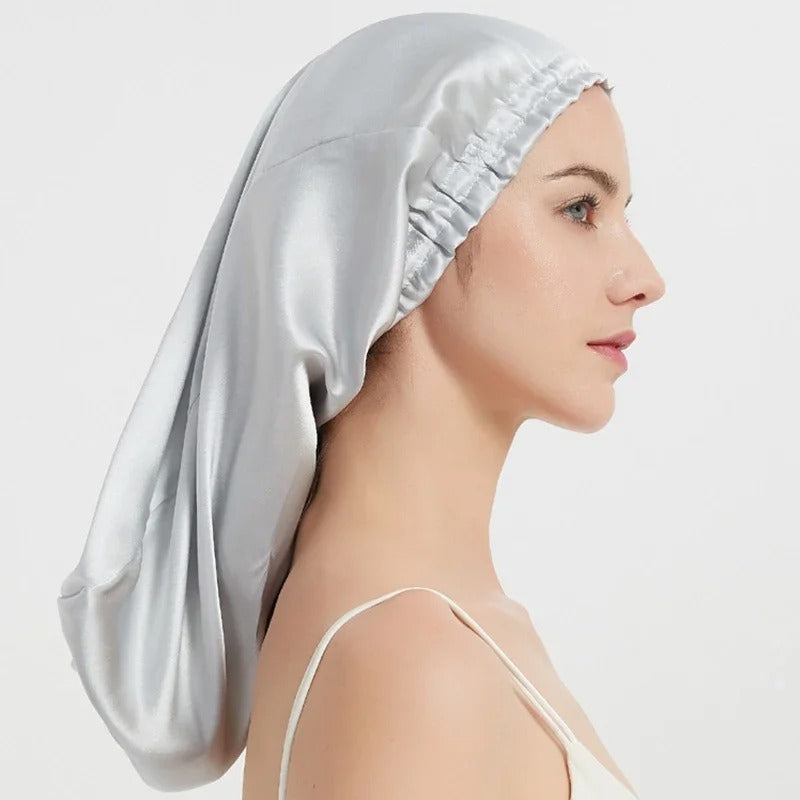 Night Cap Hair Bonnet for Long Hair - 100% Pure Mulberry Silk 22 Momme
