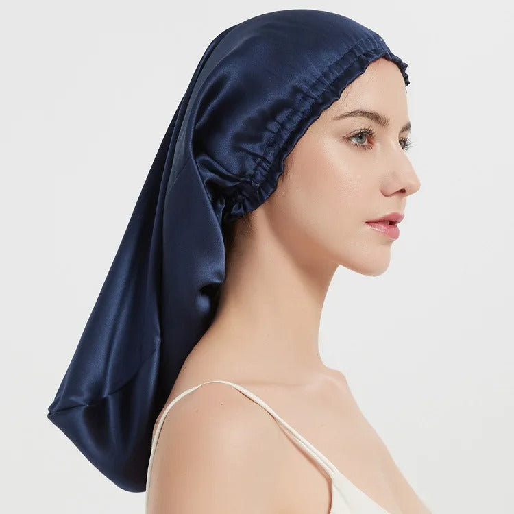 Night Cap Hair Bonnet for Long Hair - 100% Pure Mulberry Silk 22 Momme
