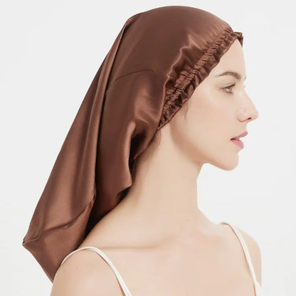 Night Cap Hair Bonnet for Long Hair - 100% Pure Mulberry Silk 22 Momme