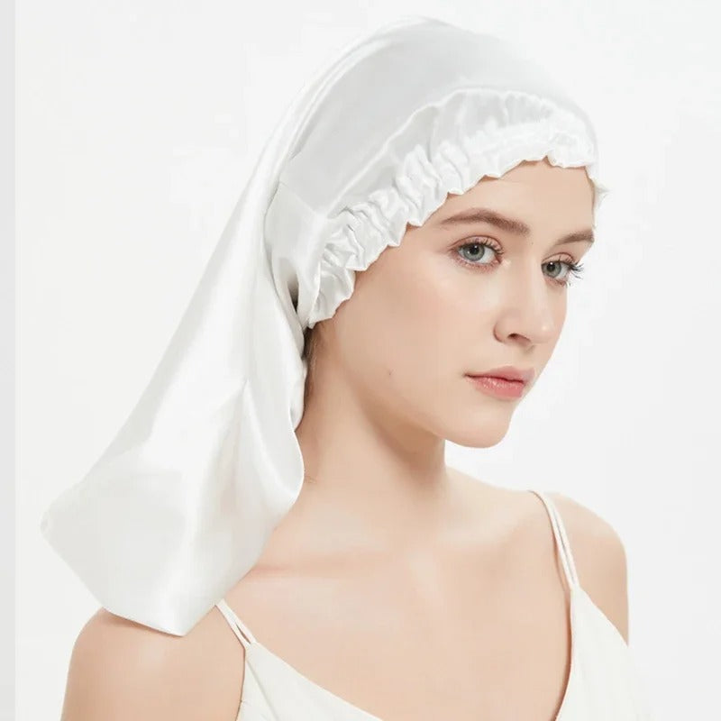 Night Cap Hair Bonnet for Long Hair - 100% Pure Mulberry Silk 22 Momme