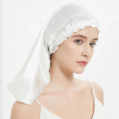 Night Cap Hair Bonnet for Long Hair - 100% Pure Mulberry Silk 22 Momme