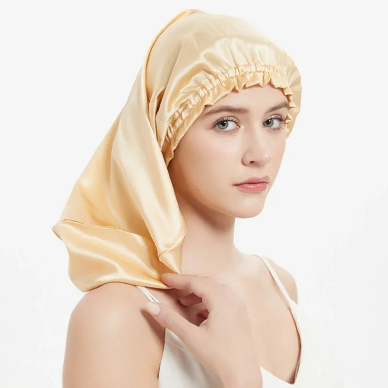 Night Cap Hair Bonnet for Long Hair - 100% Pure Mulberry Silk 22 Momme
